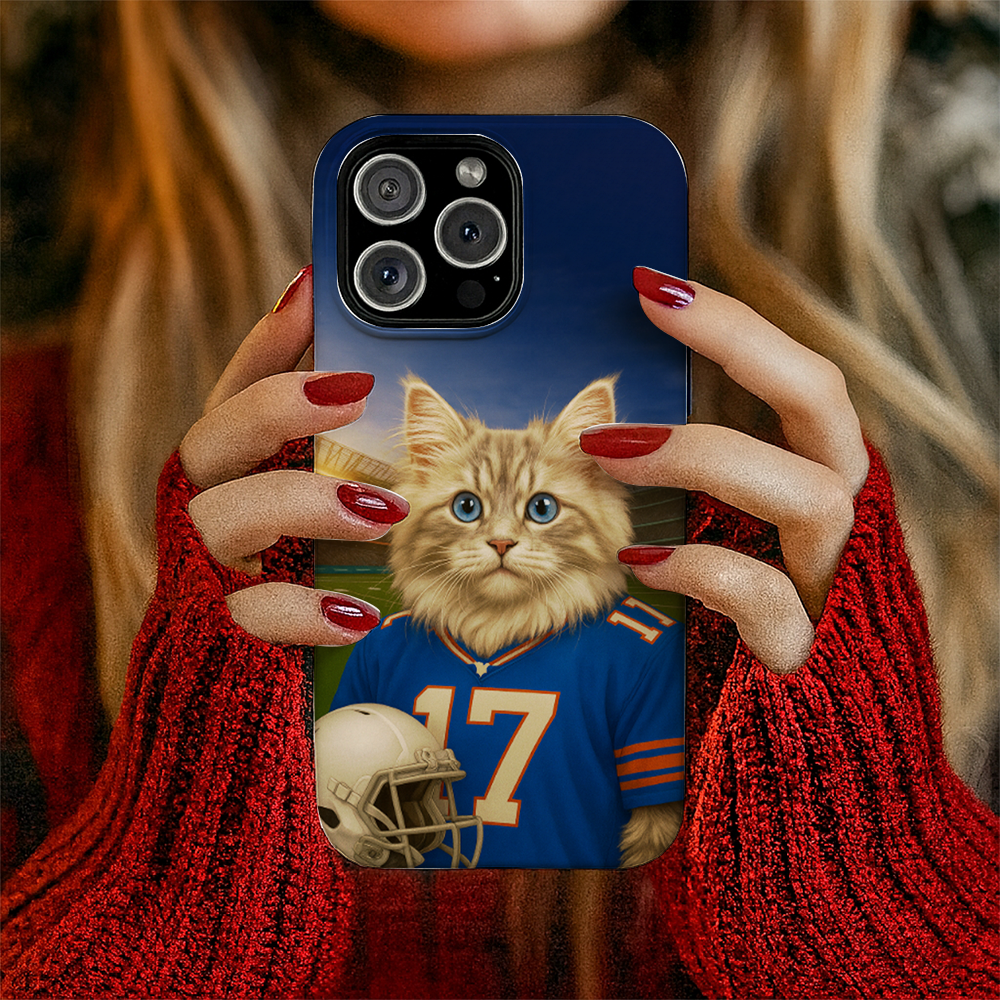 Custom Cat Photo Football Style Phone Case _ Gift For Cat Lovers