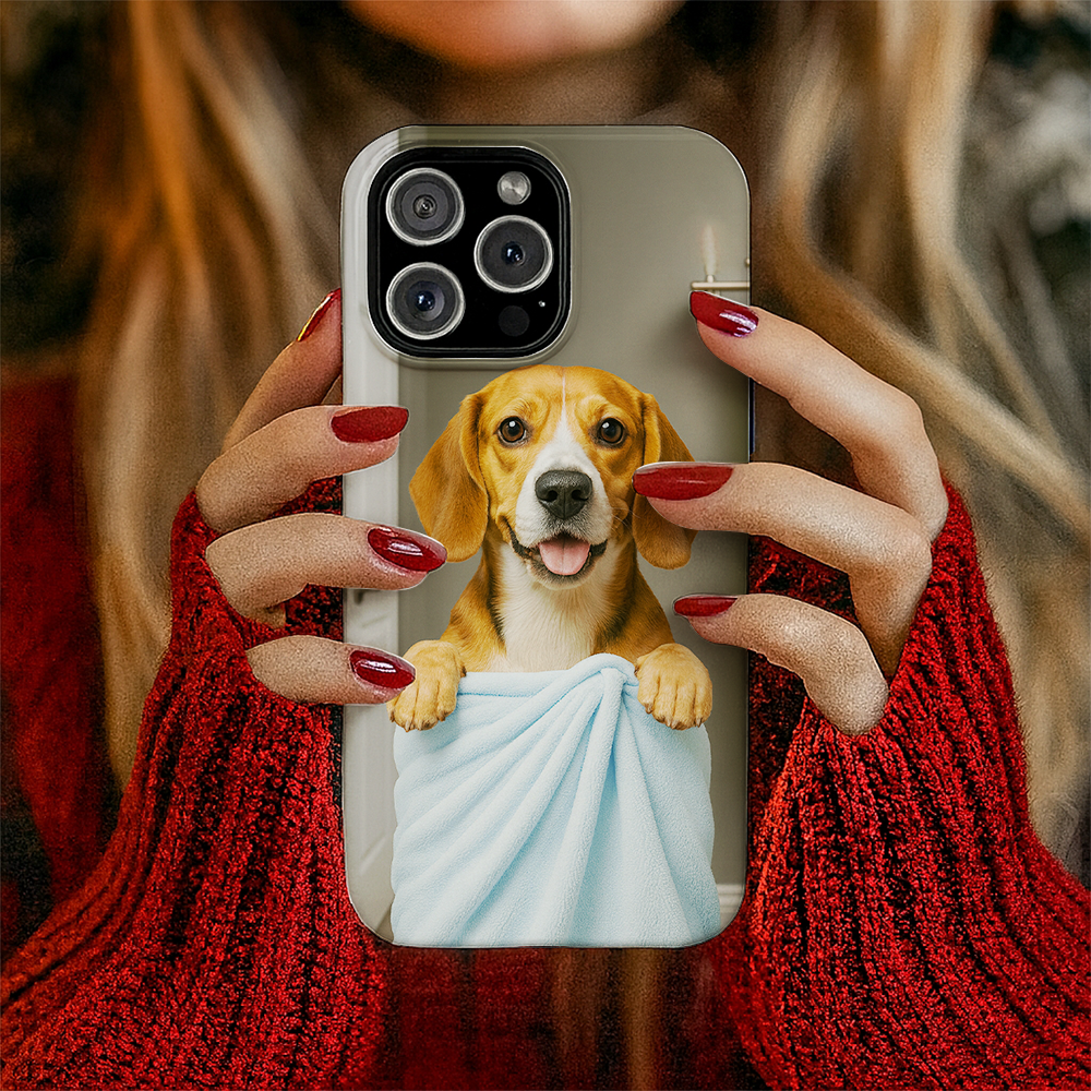 Custom Dog Photo In Bathroom Phone Case Dog Lover Gifts