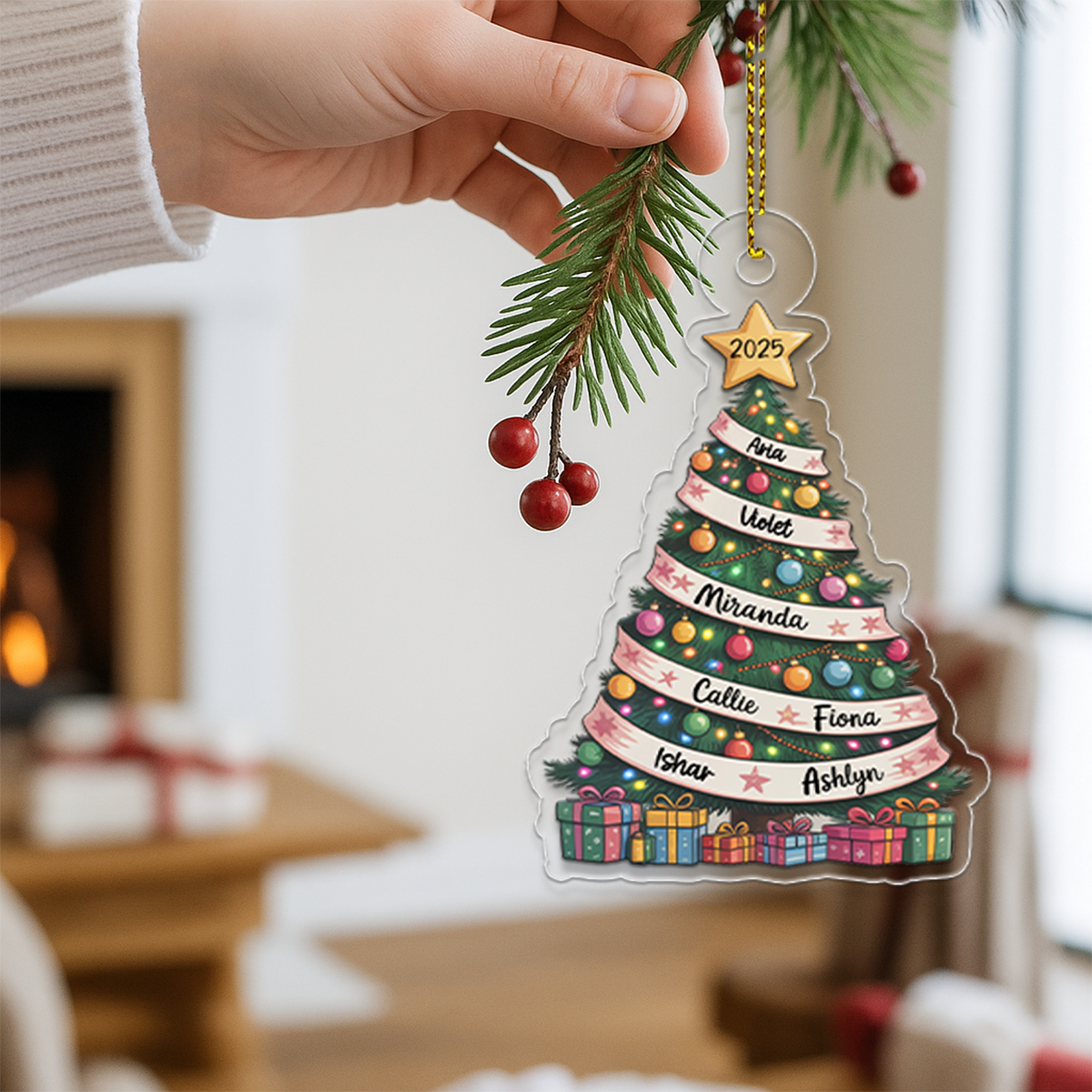 Our Family Christmas Tree, Cherished Memories - Personalized Custom Ornament - Gift for Family3
