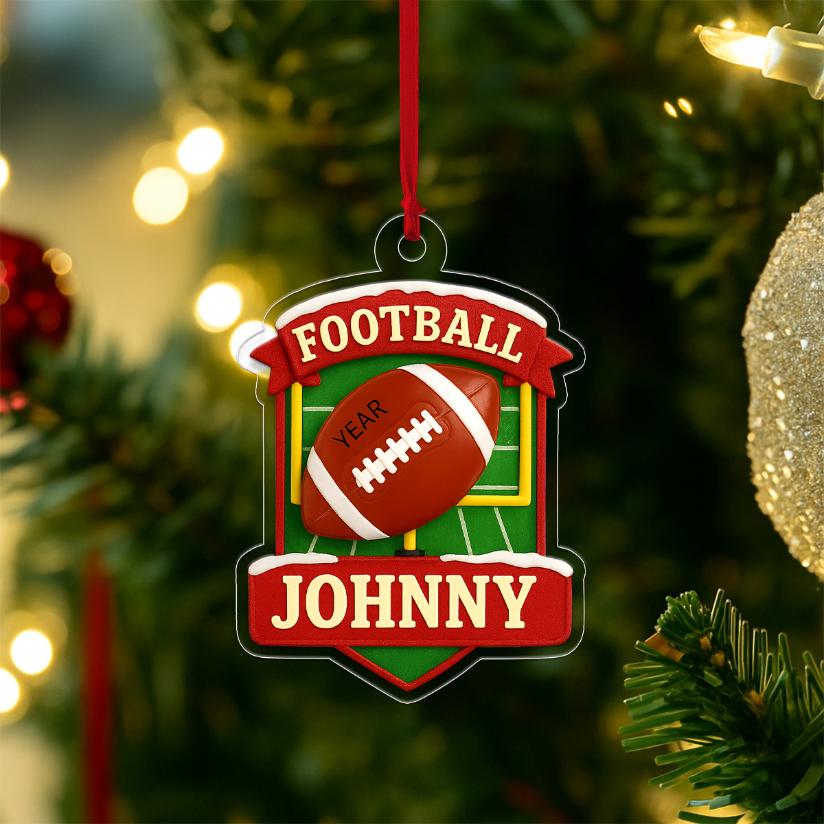 Custom Name Football 2025 Acrylic Ornament Christmas Gift