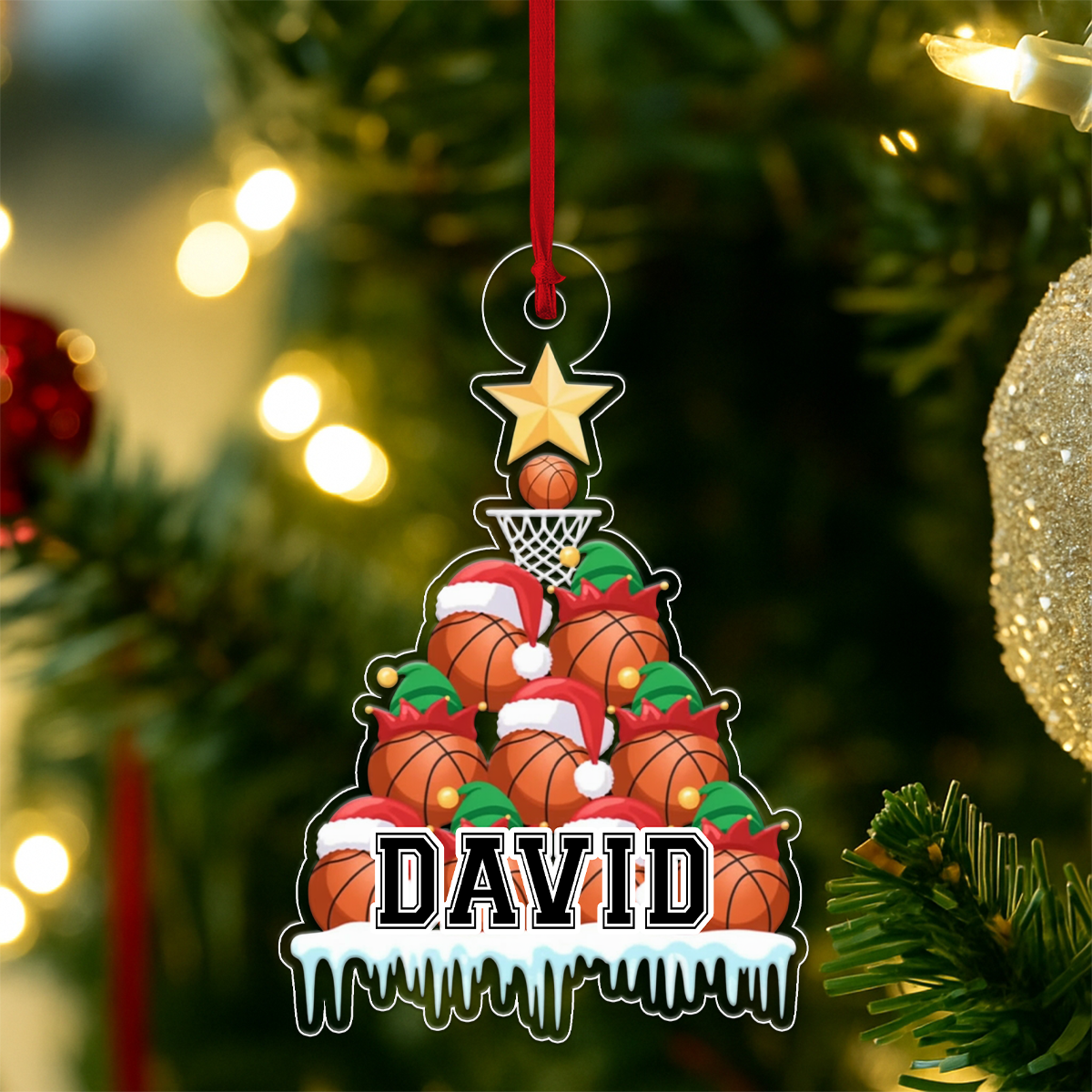 Custom Name Basketball Christmas Tree Acrylic Ornament Christmas Gift