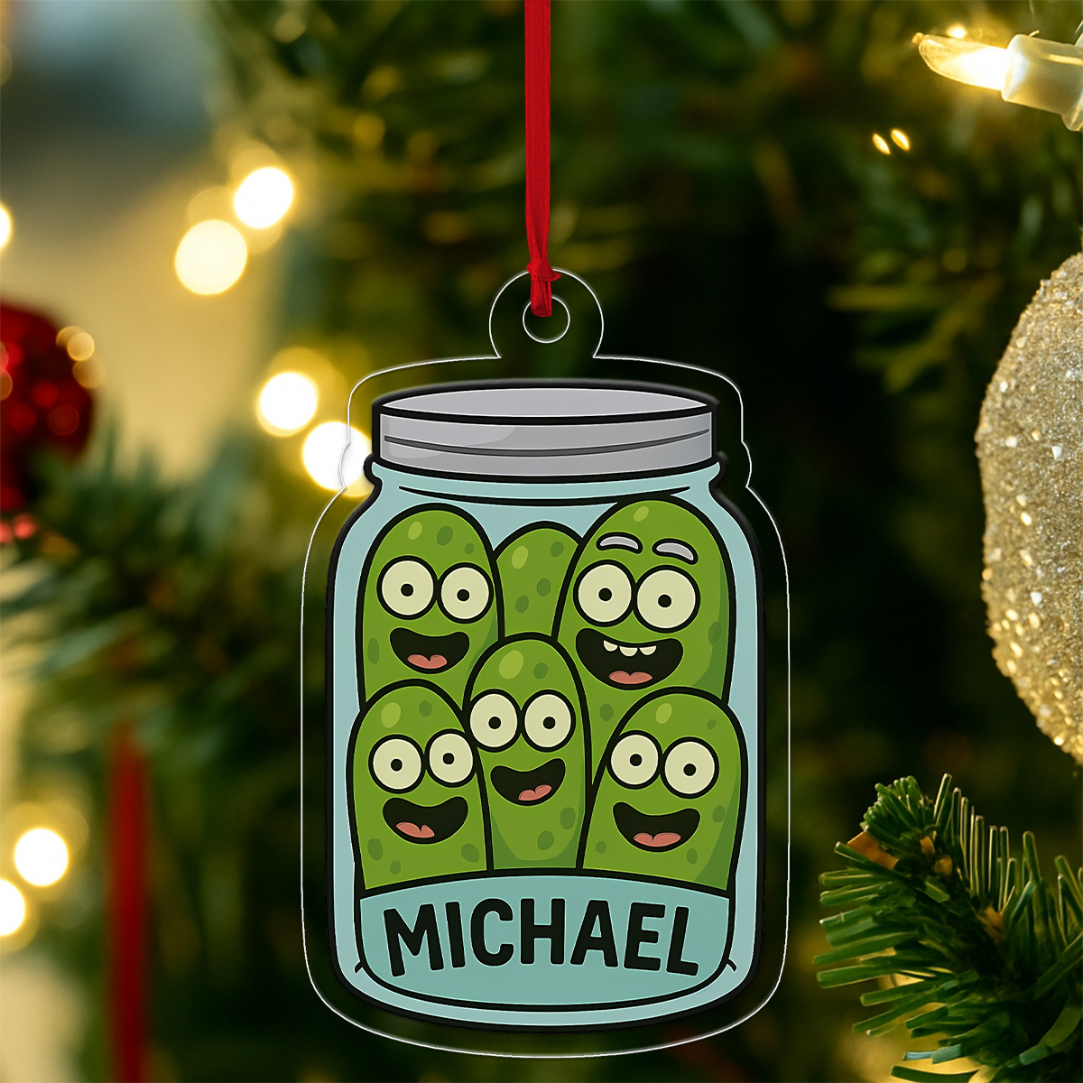 Personalized Funny Pickle Ornament, Custom Christmas Ornament, Pickle Lover Gift, Funny Holiday Decoration, Gift for Friends