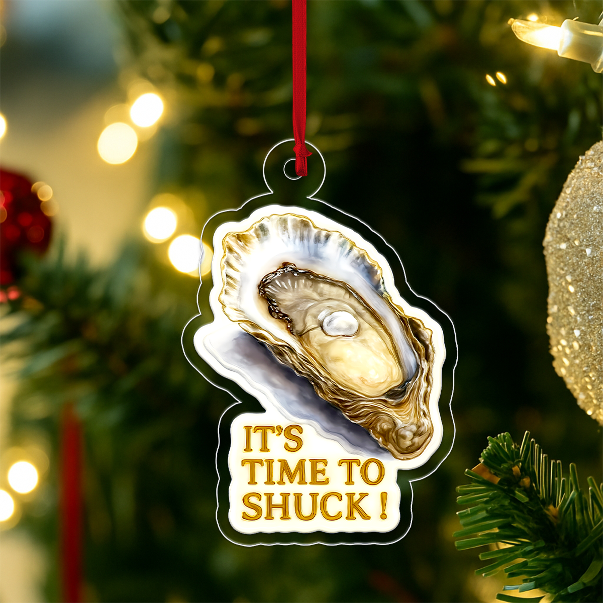 Funny Oyster Ornament, Gag Christmas Ornament, Seafood Lover Gift, Unique Holiday Decoration, Fun Keepsake for Foodies