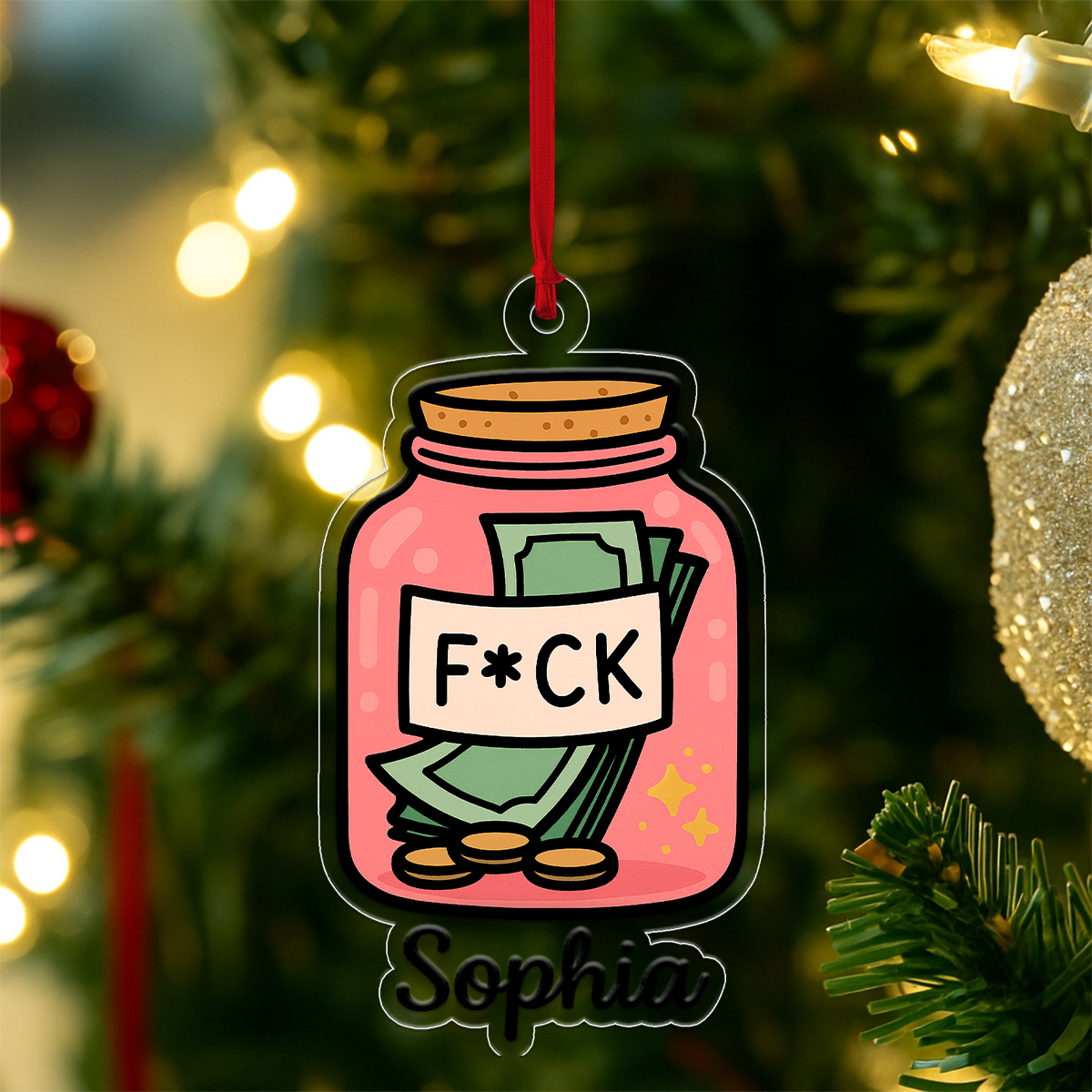 Personalized Funny Swear Jar Ornament, Custom Money Jar Christmas Ornament, Adult Humor Gag Gift, Funny Decoration, Holiday Keepsake