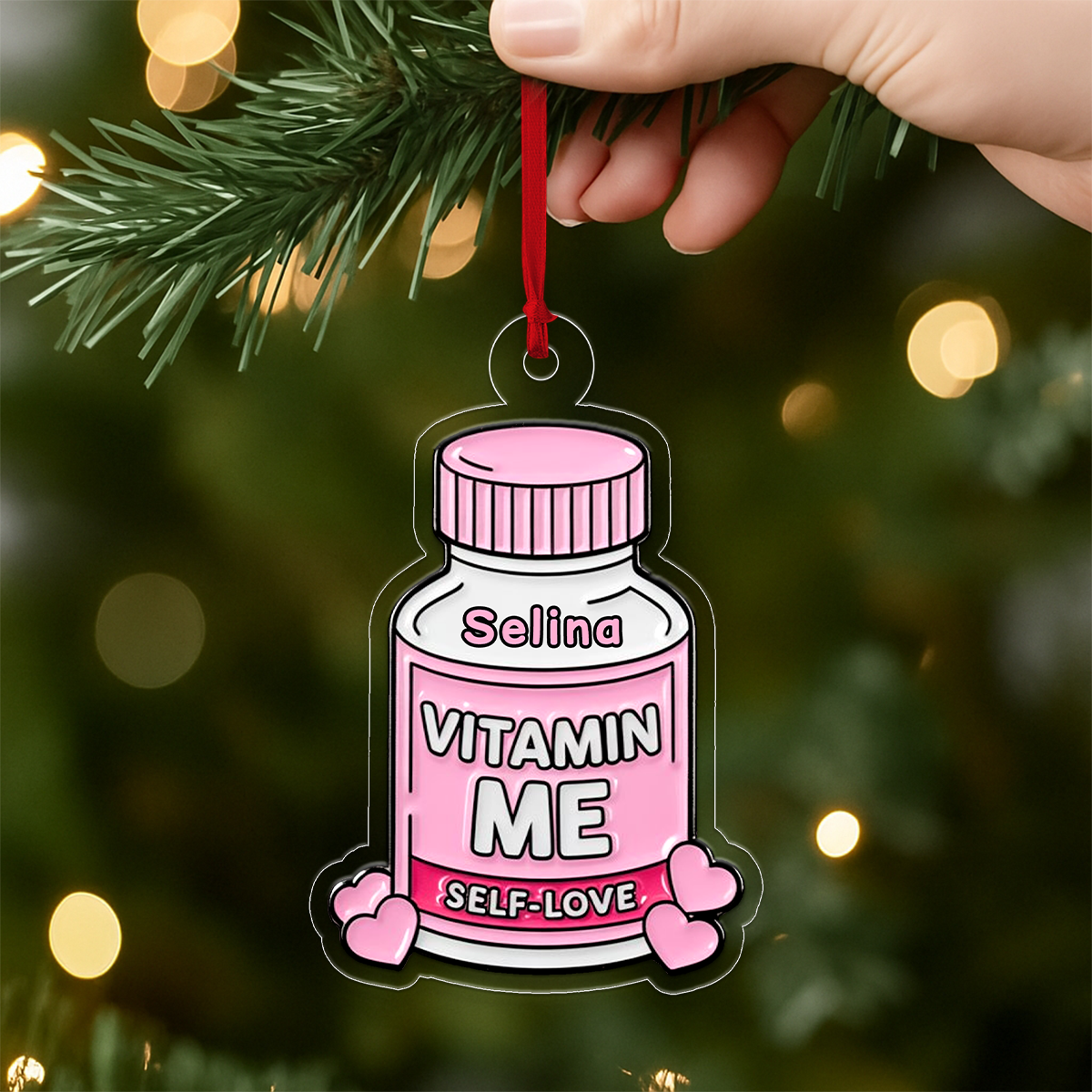 Personalized Vitamin Me Self Love Ornament, Custom Christmas Ornament, Funny Self Care Ornament, Mental Health Gift, Couple Ornament