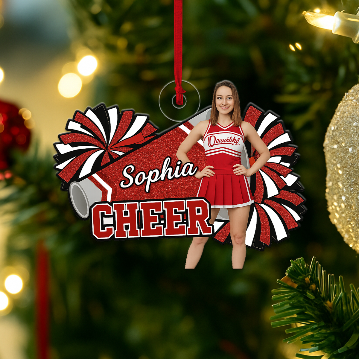 Custom Photo Cheer Girl Xmas Acrylic Ornament Christmas Gift