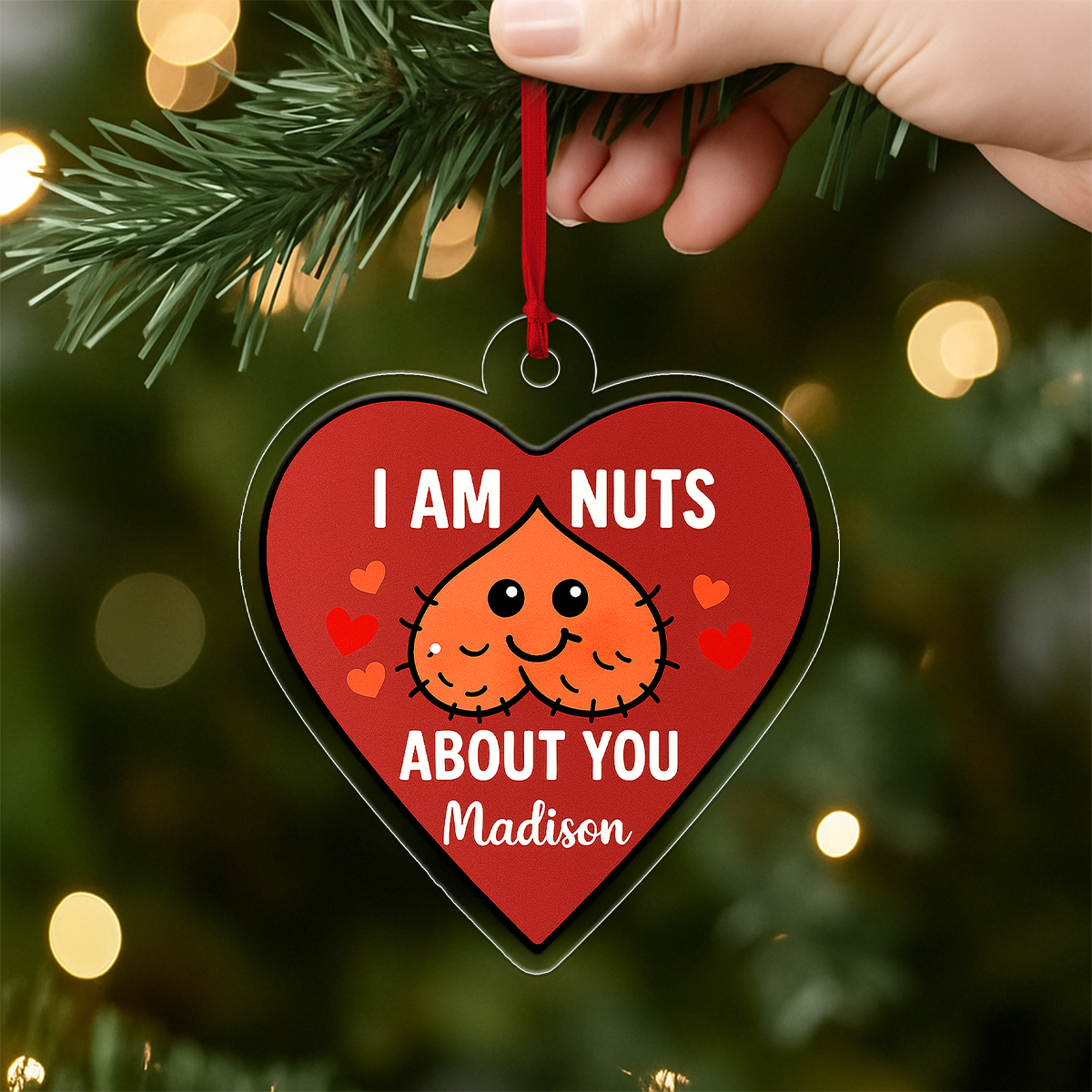 Personalized I Am Nuts About You Ornament, Custom Couple Ornament, Funny Love Gift, Adult Ornament, Peanut Love Gift