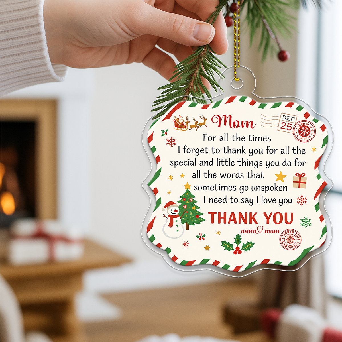 Custom Name Letter Dear Mom Xmas