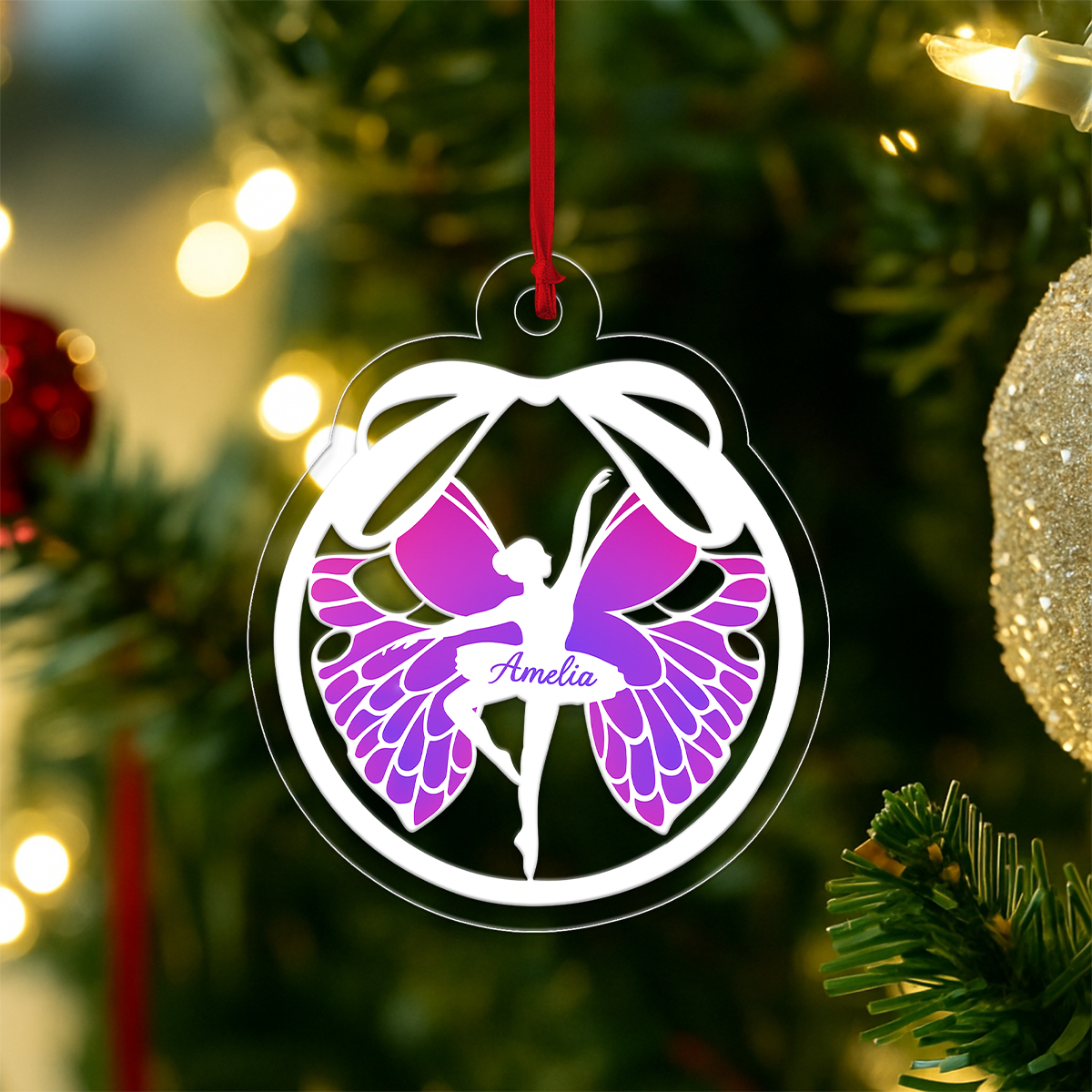 Custom Name Ballet Girl Xmas Acrylic Ornament Christmas Gift