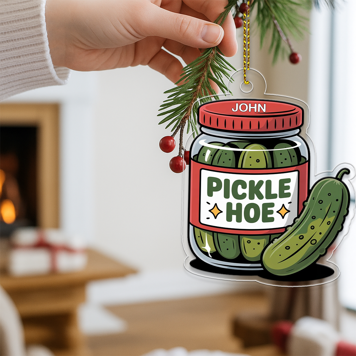Personalized Pickle Hoe Ornament
