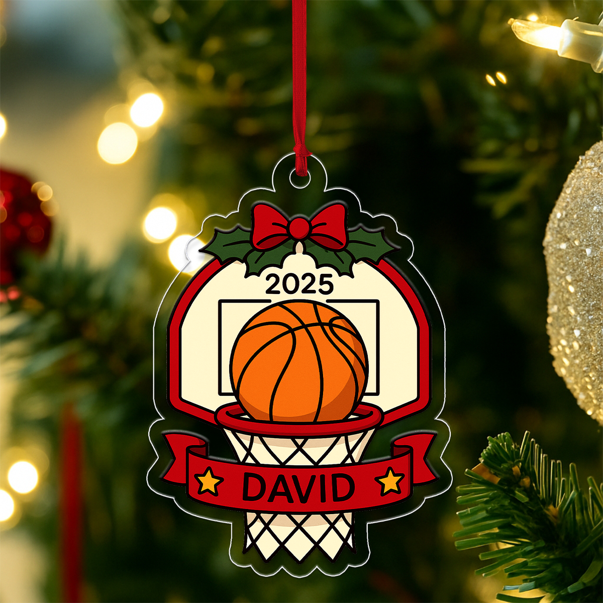 Custom Name Basketball Basket Christmas Acrylic Ornament Christmas Gift