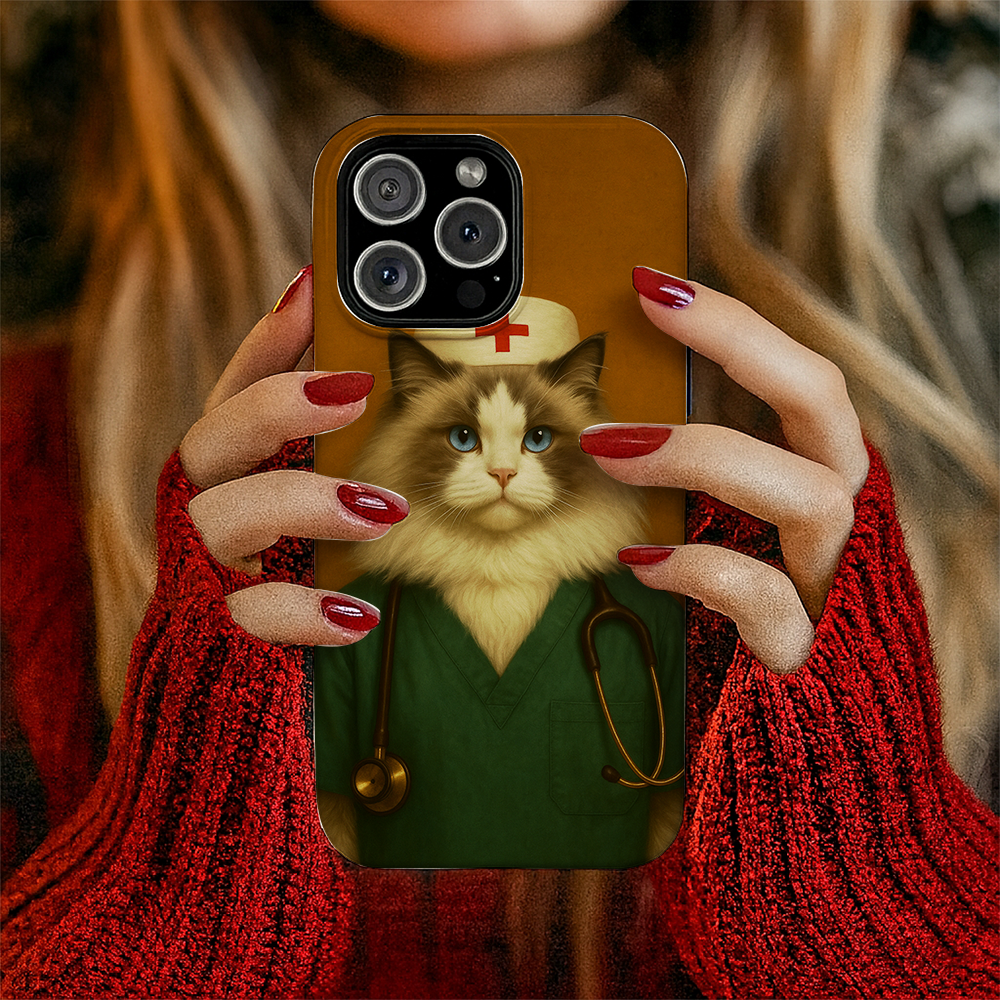 Custom Photo Nurse Cat Phone Case Gift For Cat Lovers