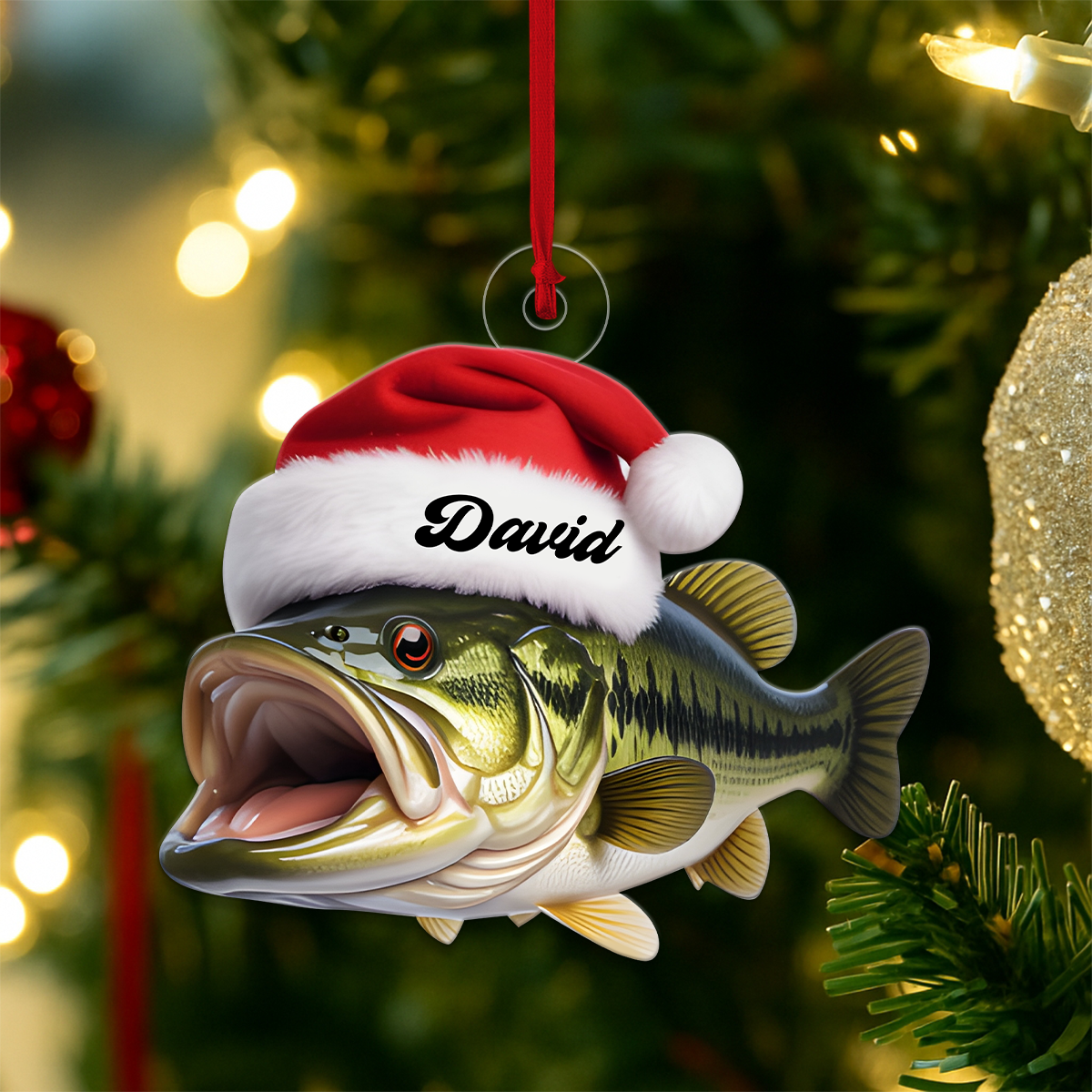 Custom Name Bass Fish Christmas Acrylic Ornament Christmas Gift