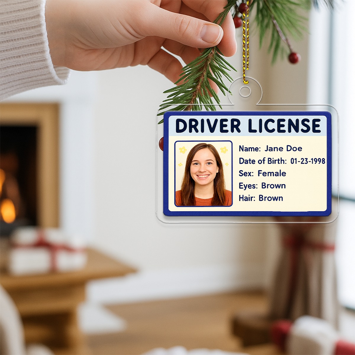 Custom Photo Driver License Ornament, Personalized ID Card Christmas Ornament, Funny Gag Gift, New Driver Ornament