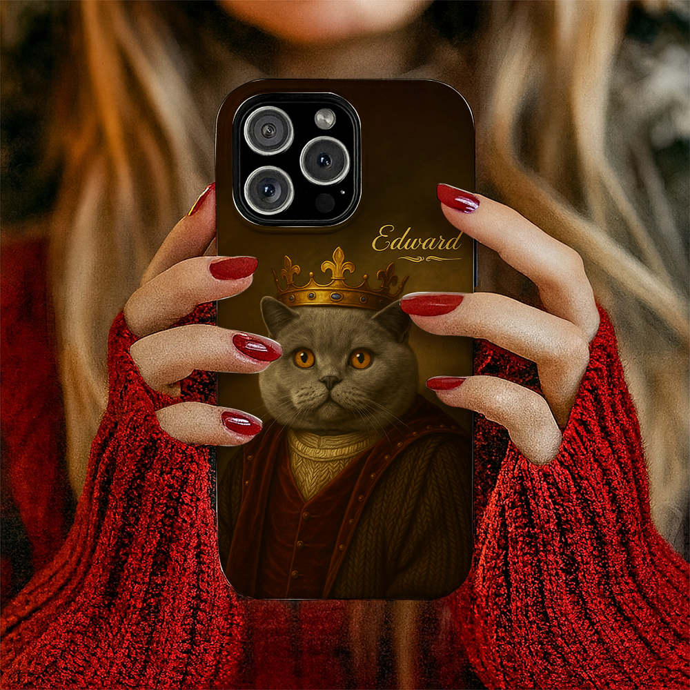 Custom Photo Crown King Cat Phone Case Gift For Cat Lovers
