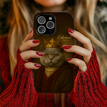 Custom Photo Crown King Cat Phone Case Gift For Cat Lovers