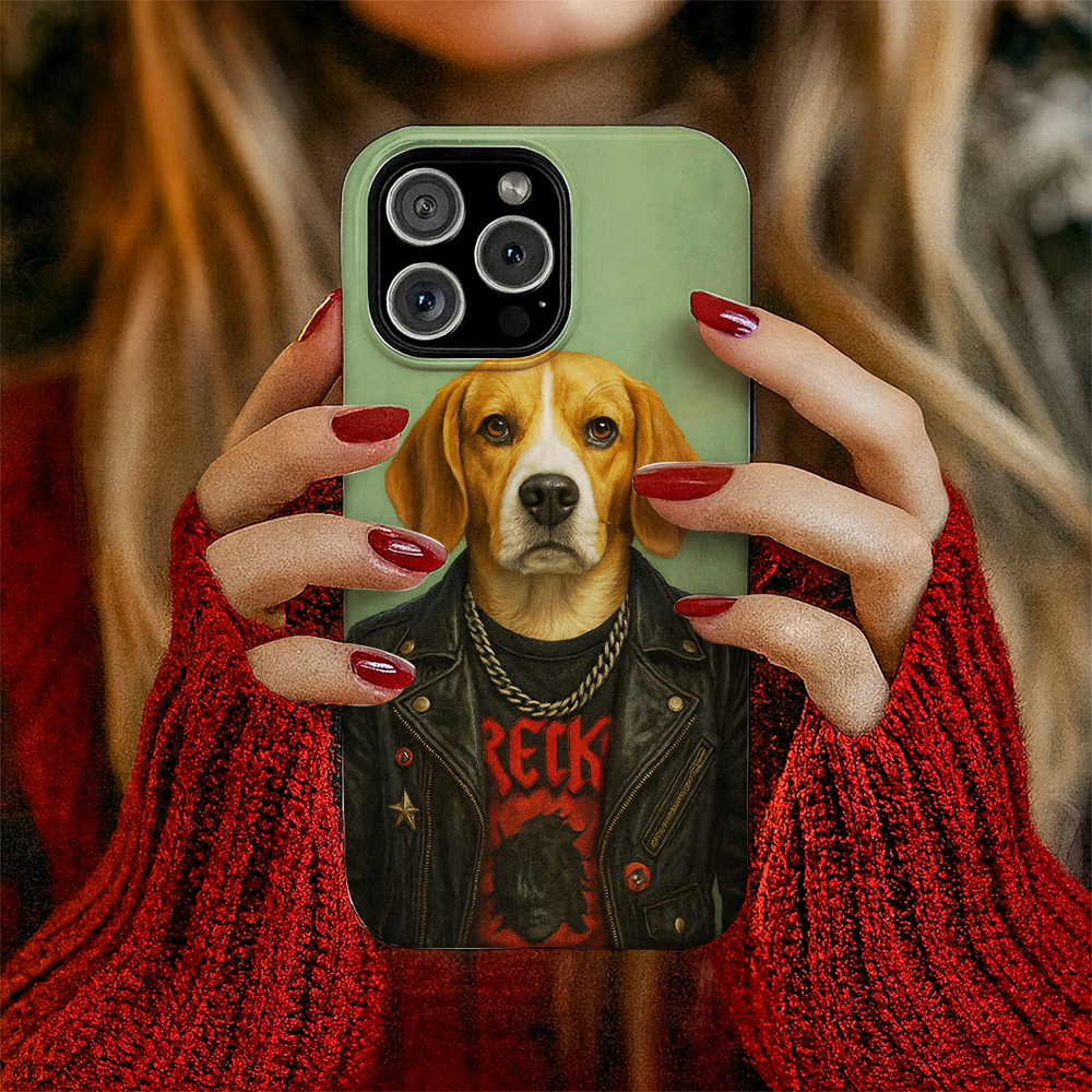 Custom Photo Rock n Roll Dog Phone Case _ Gift For Dog Lovers