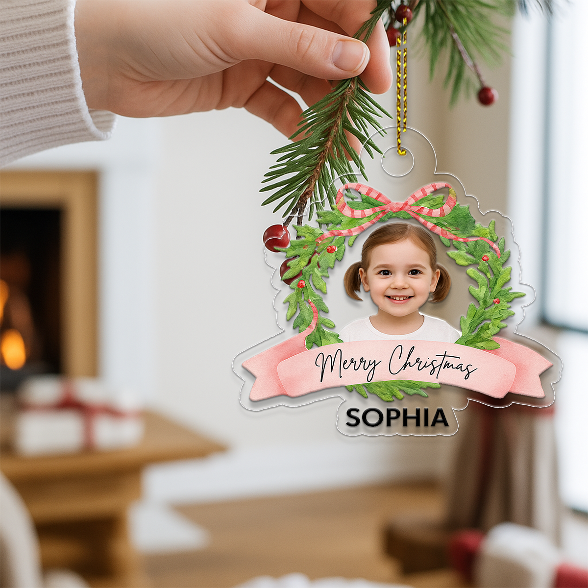 Custom Photo Baby Portrait Christmas Ornament, Personalized Baby First Christmas Ornament, Newborn Keepsake, Family Holiday Decoration Gift