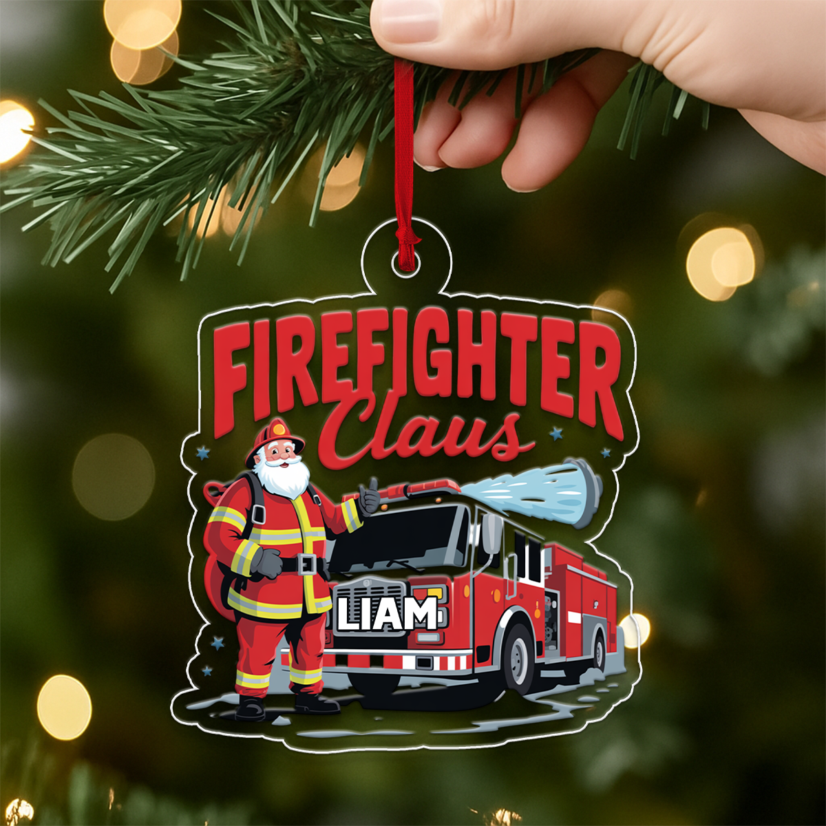 Custom Name Firefighter Claus
