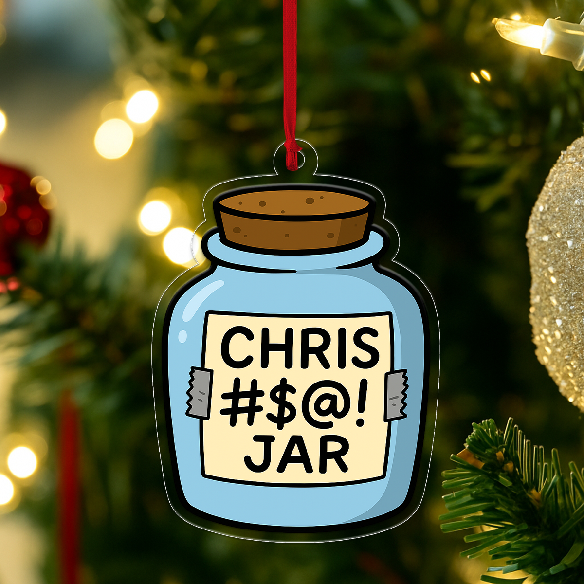 Personalized Funny Swear Jar Acrylic Ornament, Custom Money Jar Christmas Ornament, Adult Humor Gag Gift, Funny Decoration, Holiday Keepsake