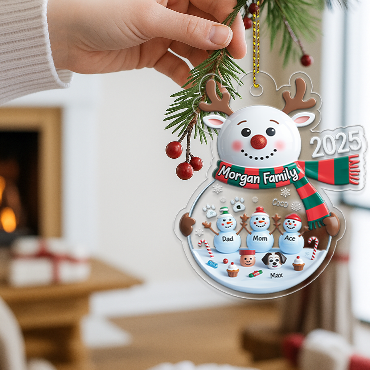 Personalized Snowman Family Ornament 2025