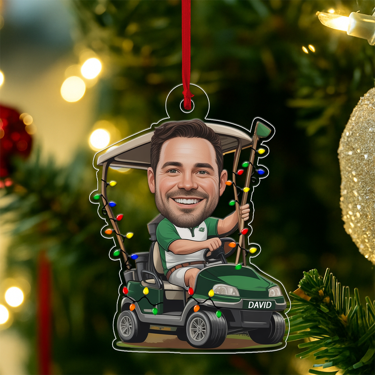 Custom Photo Golf Player Acrylic Ornament Christmas Gift