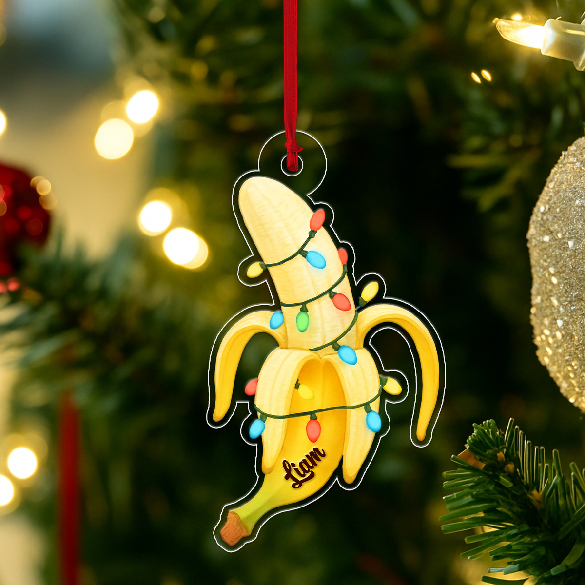 Custom Name Banana Xmas Acrylic Ornament Christmas Gift