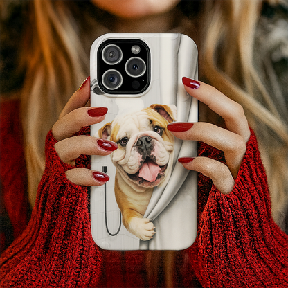 Custom Dog Photo Dog In Bathroom Phone Case Gift For Dog Lovers