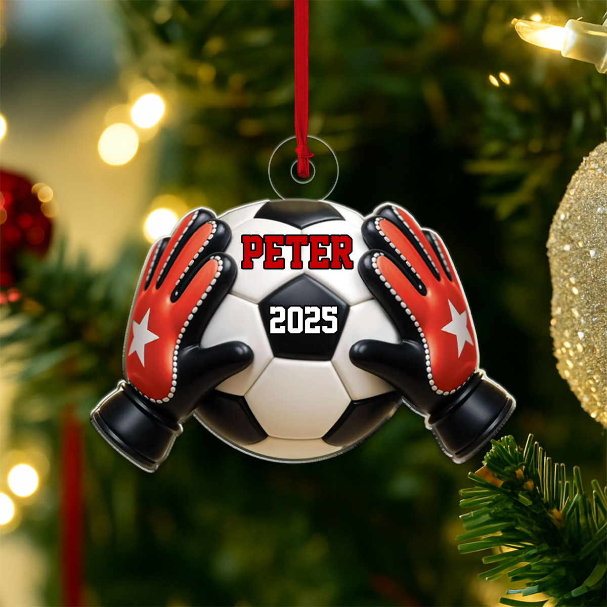 Custom Name Goalkeeper Soccer Acrylic Ornament Christmas Gift