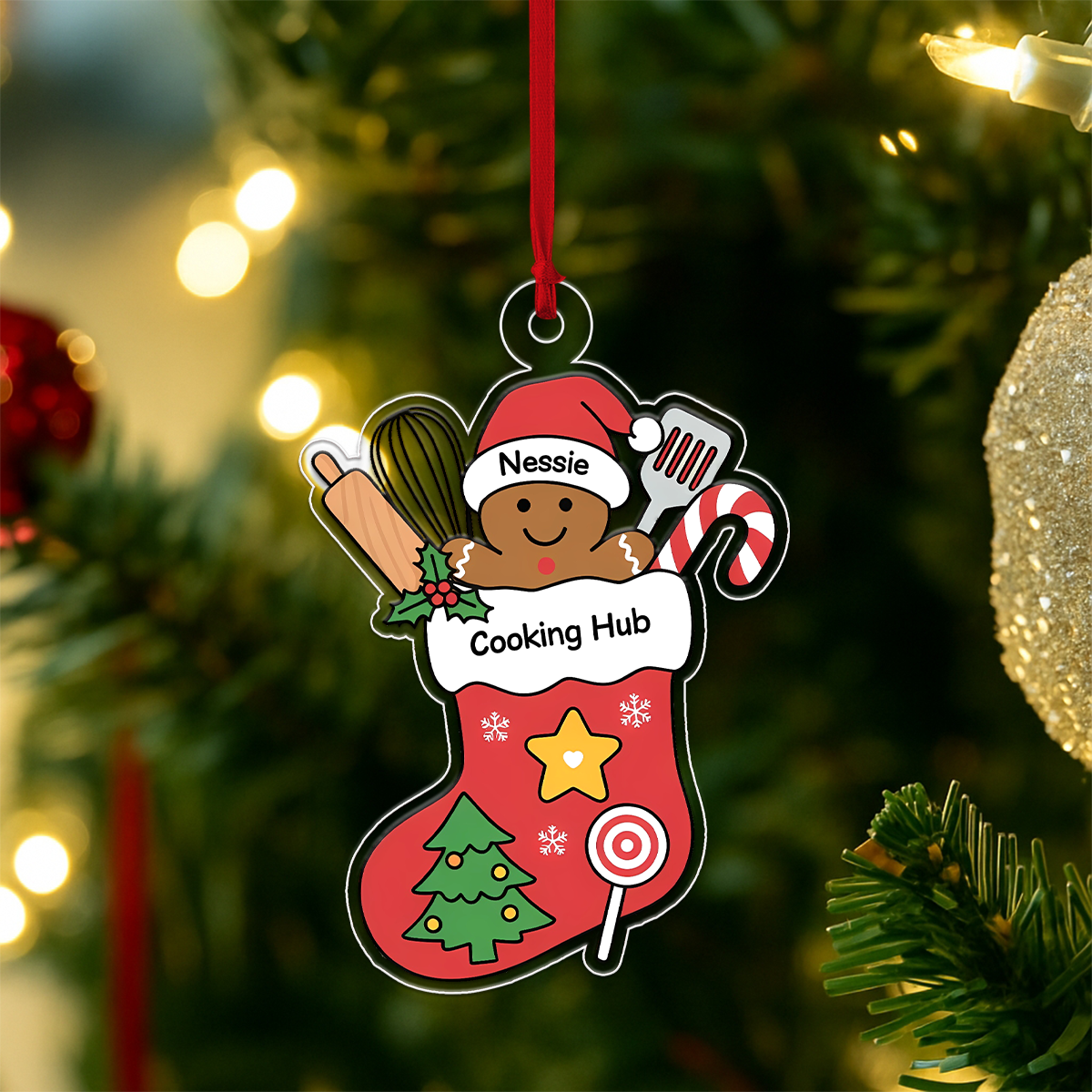 Personalixed Cooking Hub Christmas Stocking Acrylic Ornament Christmas Gift