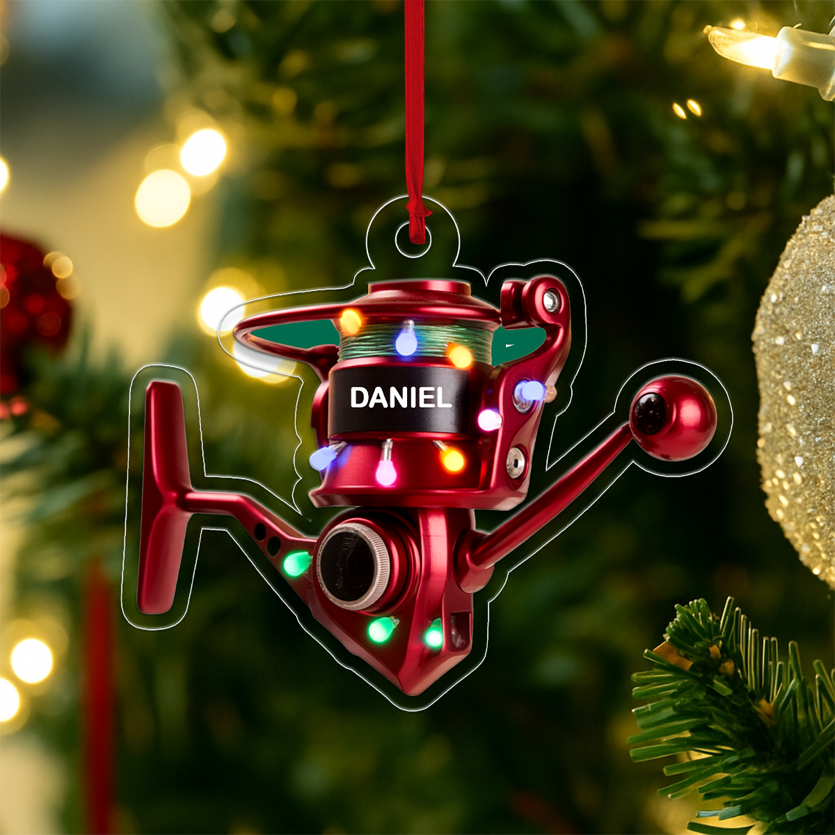 Custom Name Fishing Gear Acrylic Ornament Christmas Gift