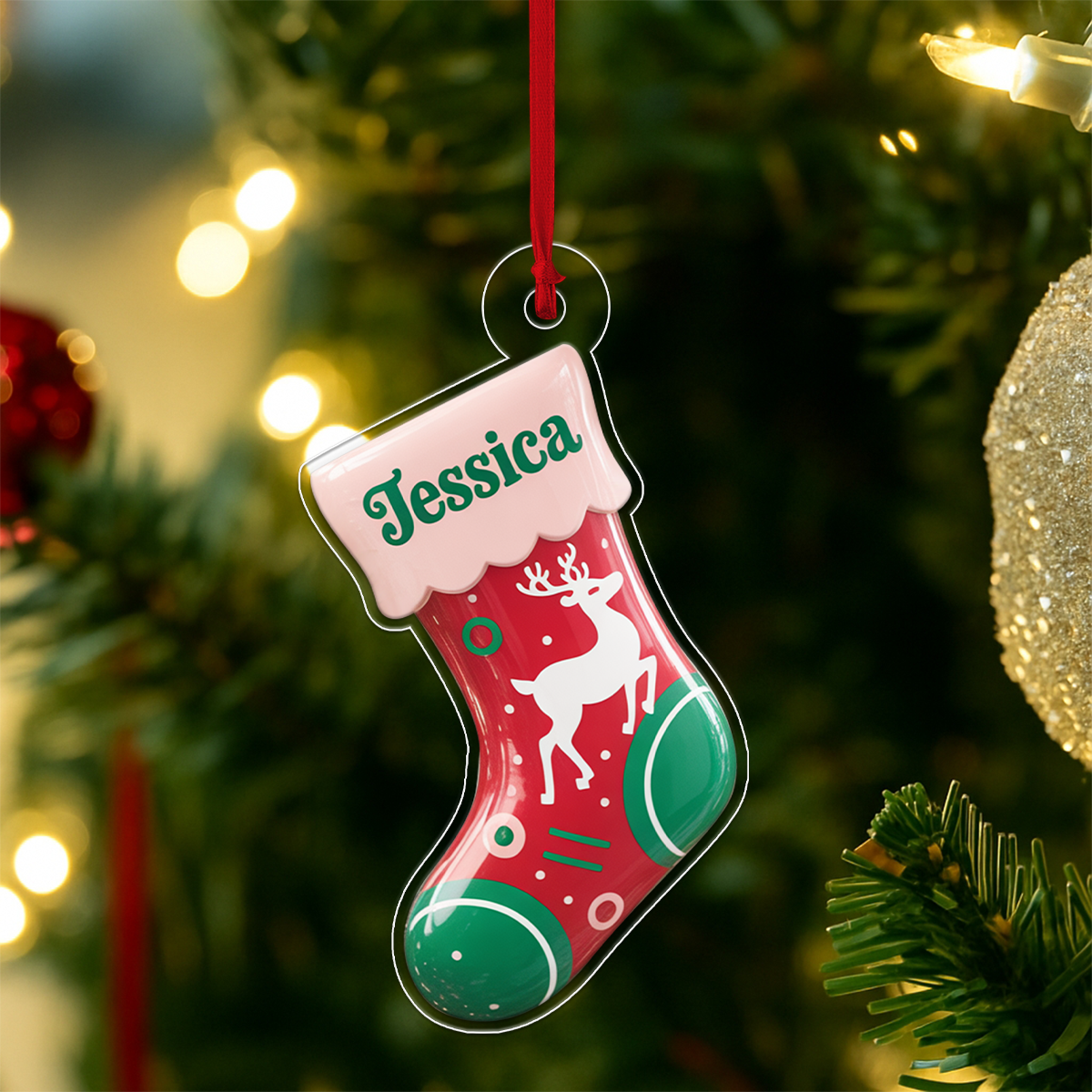 Custom Name Xmas Sock Acrylic Ornament Christmas Gift