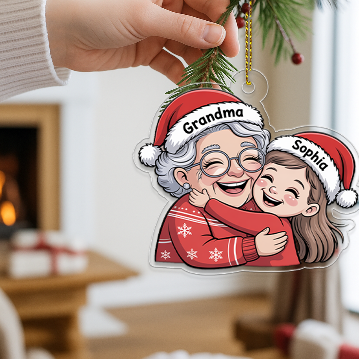 Personalized Grandma And Grandkid Christmas Ornament