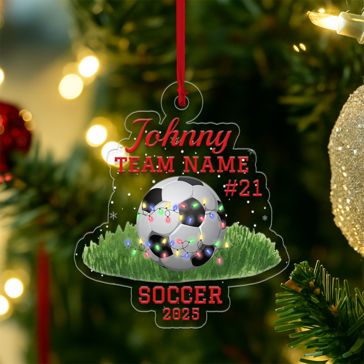 Personalized Soccer Player Chritsmas Acrylic Ornament Christmas Gift