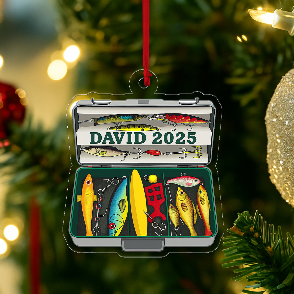 Custom Name Fishing Lover Acrylic Ornament Christmas Gift