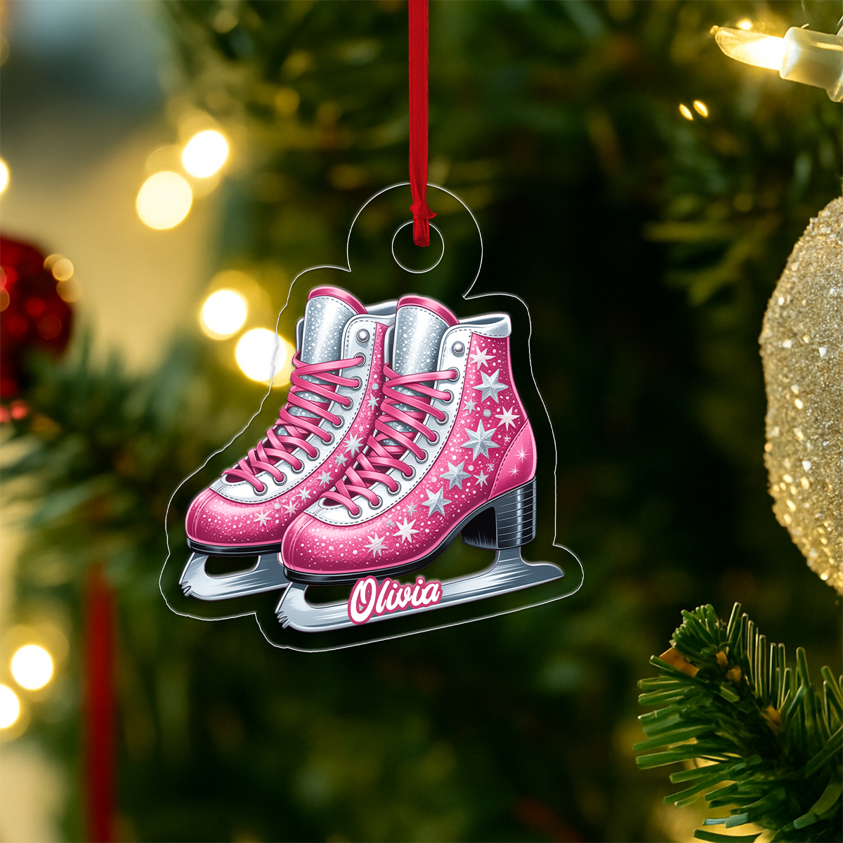 Custom Name Pink Ice Skating For Girl