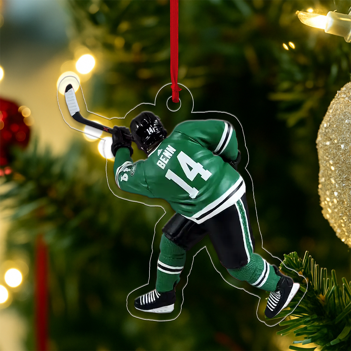 Custom Photo Hockey Player Acrylic Ornament Christmas Gift