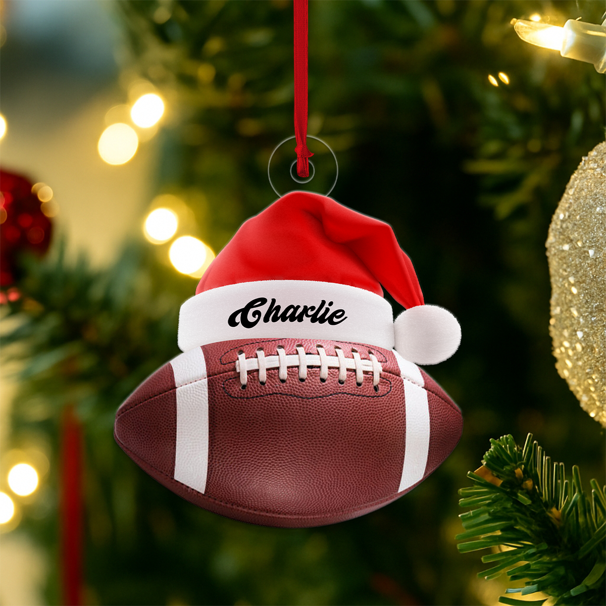Personalized  Football Acrylic Ornament Christmas Gift