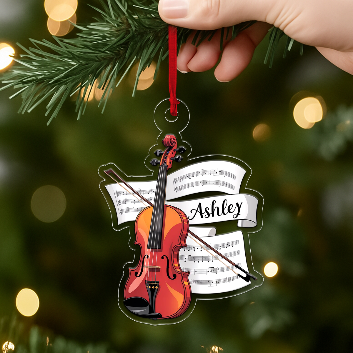 Personalized Music Violin Acrylic Ornament, Custom Christmas Ornament, Music Gift, Violin Player Ornament, Orchestra Holiday Keepsake