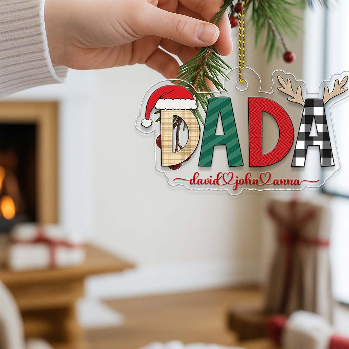 Custom Name Kids Dada For Dad Xmas