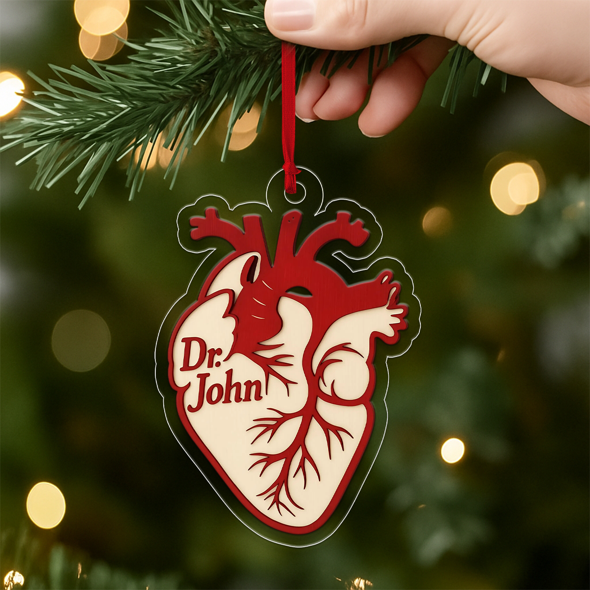 Personalized Anatomical Heart Christmas Ornament, Custom Medical Gift for Cardiologist, Nurse, Doctor, Biology Student, Holiday Tree Decor