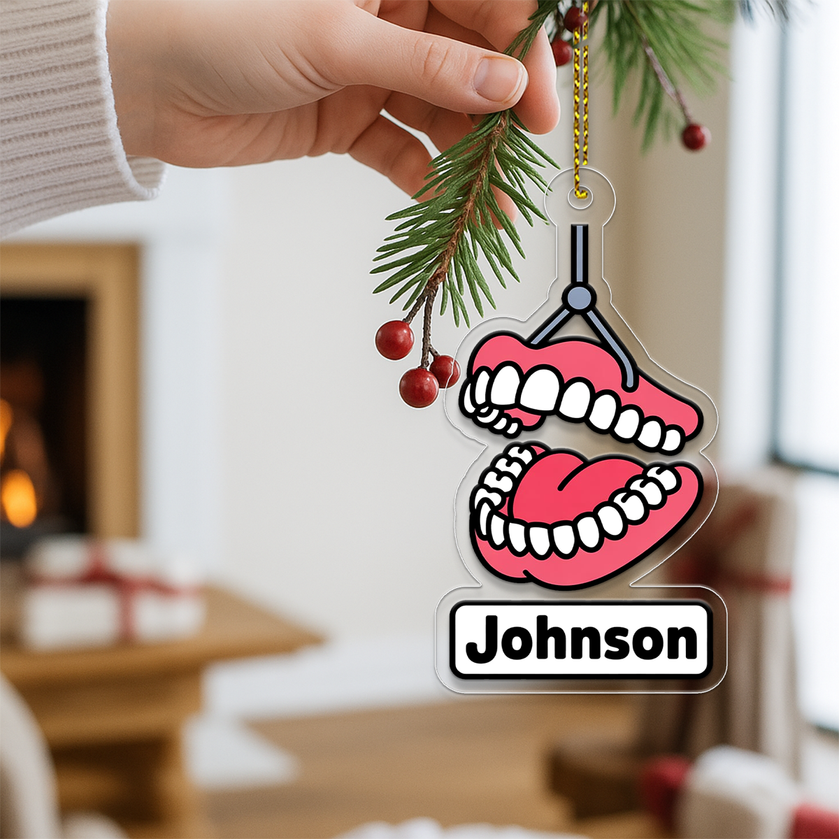 Personalized Open Mouth Dental Ornament, Custom Dentist Christmas Ornament, Orthodontic Braces Gift, Dental Ornament, Funny Tooth Decoration