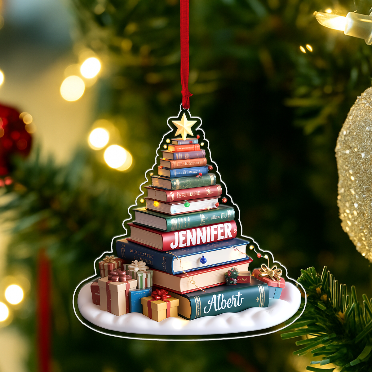 Personalized Christmas Book Tree Acrylic Ornament Christmas Gift