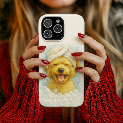 Custom Dog Potrait In Bathroom Phone Case