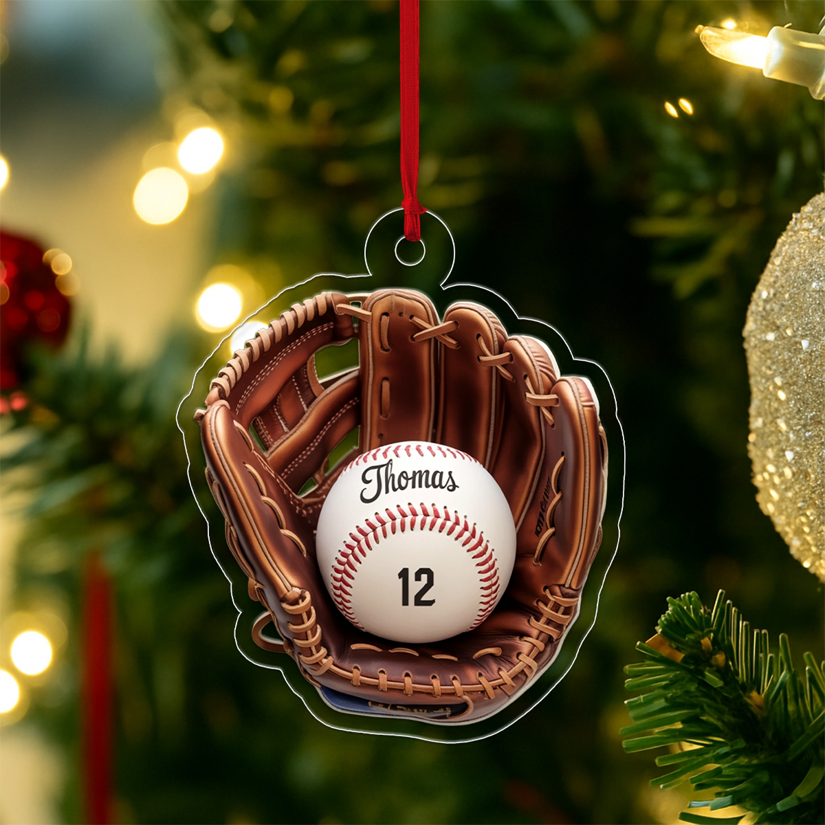 Custom Name Baseball Player Christmas Acrylic Ornament Christmas Gift