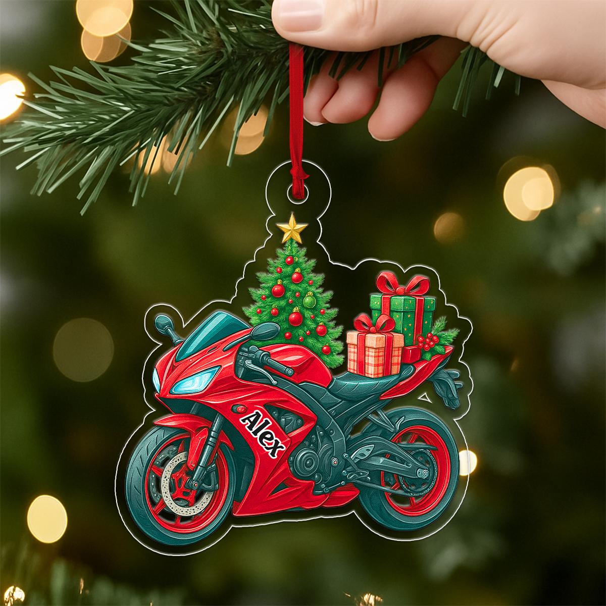 Custom Name Motorbike Xmas Tree