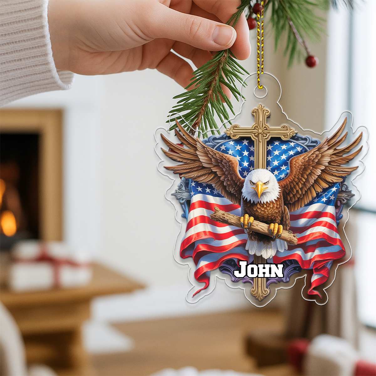 Custom Name Eagle Cross