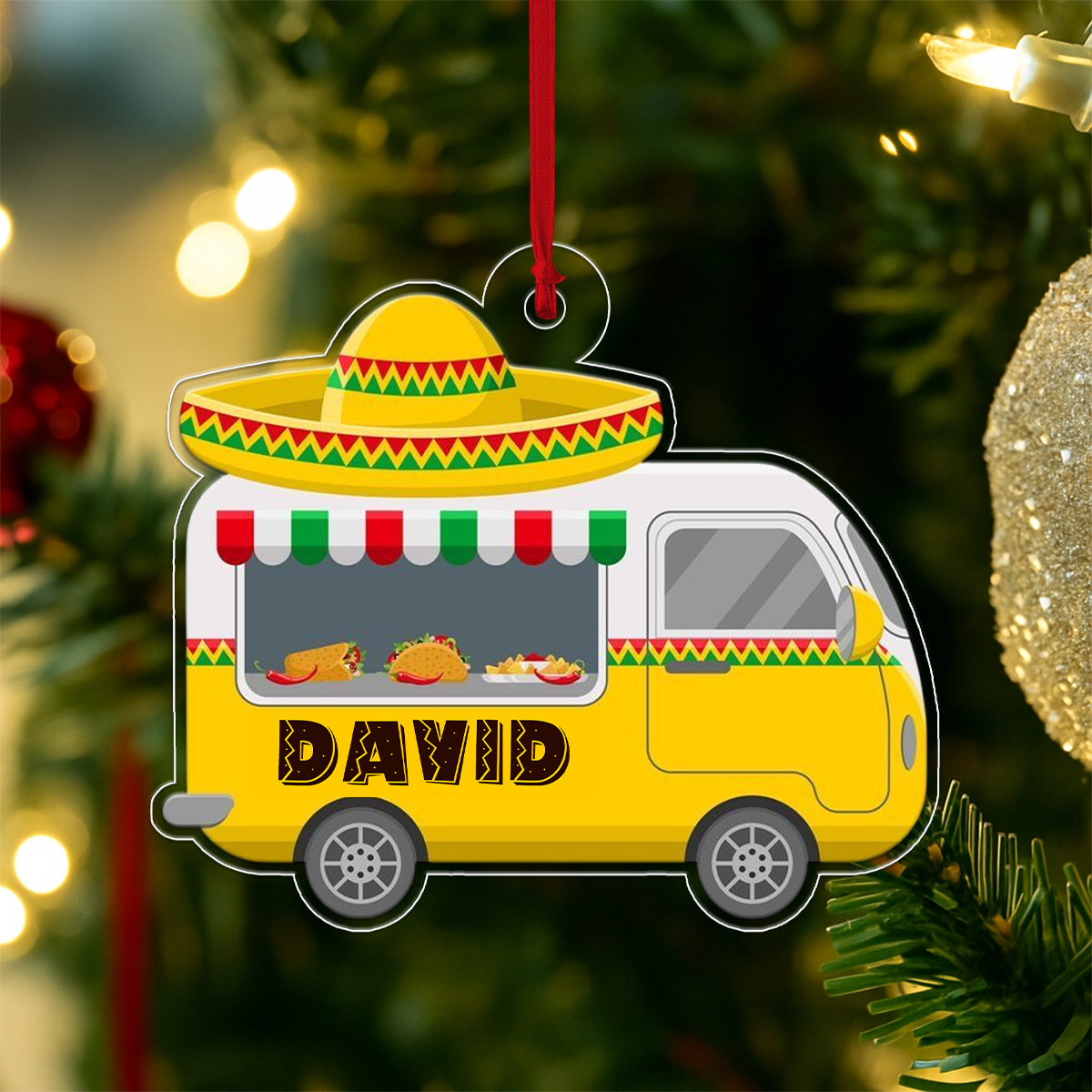 Custom Name Tacos Mexican Food Acrylic Ornament Christmas Gift