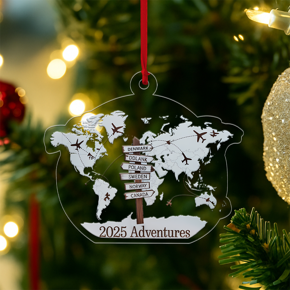 Personalized Travel Adventure Gift Acrylic Ornament Christmas Gift