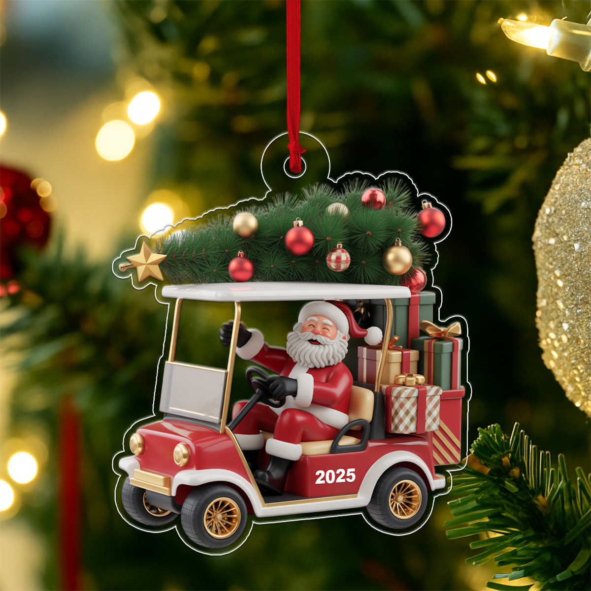 Custom Name Golf Cart For Golf Team Acrylic Ornament Christmas Gift